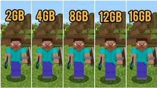 MINECRAFT - 2GB VS 4GB VS 6GB VS 8GB VS 12 VS 16GB RAM {TEST}