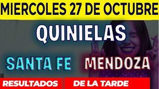 Resultados Quinielas Vespertinas de Santa Fe y Mendoza, Miércoles 27 de Octubre