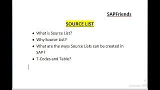 ME01 : How to create Source List in SAP | SAP MM | Why Source List | T - Codes, Table | Interview Qs