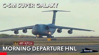 C-5M Super Galaxy Sunrise Departure from Reef Runway - HNL Hawaii