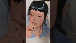 daily gouache practice  #sketchbook #rosecore #portraitpainting
