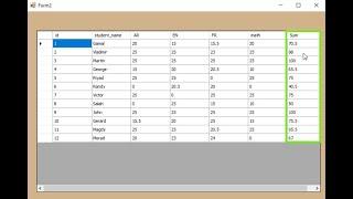 VB.net tutorial: How to add a new column to sum columns in DatagridView filled from SQL database