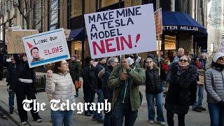 Anti-Elon Musk protests erupt at Tesla dealerships across US