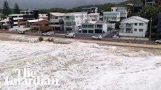 Swell at Currumbin on the Gold Coast before Tropical Cyclone Alfred makes landfall in Australia