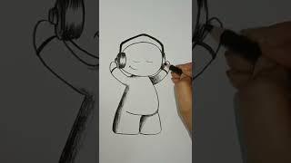 easy drawing | listening music cartoon drawing | #art #shorts | SOUJUZ DRAWING