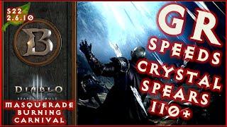 S22 Necromancer Insane GR 110+ Speeds Crystal Bone Spear Build Guide 2.6.10 Diablo 3