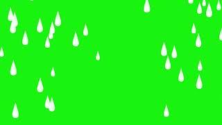 КАПЛИ ДОЖДЯ МУЛЬТЯШНЫЕ на ЗЕЛЕНОМ ФОНЕ / CARTOON RAIN on GREEN SCREEN