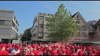 Dornbirn Marktplatz in denn Roten farben gefärbt ️ WE ARE GAK