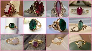 stone ring designs in gold||adorable & stylish  ideas of one stone gold ring design for women||