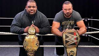 Drew McIntyre and Keith Lee lock up in a champion sparring session