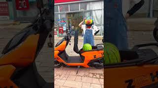 She got a watermelon  #viral #funny #motovlog #trending #top #motorcycle #cute #bikelover #shorts