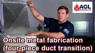 Onsite metal fabrication - four-piece duct transition (Mechanical / sheet metal training #106)