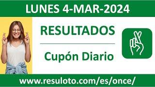 Resultado del sorteo Cupon Diario del lunes 4 de marzo de 2024