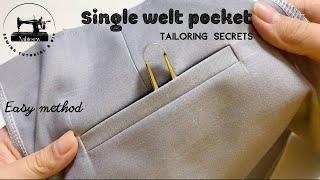  Easy to sew a single welt pocket with simple method from tailor | secret tailoring | Nabiesew