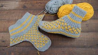 Slippers with jacquard for lazy knitting 