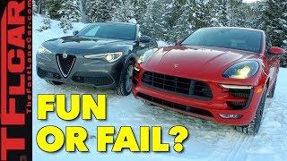 Europeans On Ice! 2018 Porsche Macan vs Alfa Romeo Stelvio Snowy Review