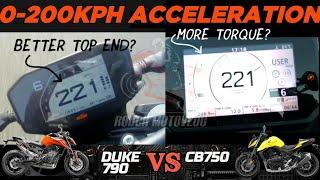 KTM Duke 790 ️ Honda CB750 Hornet | 0-200kph Acceleration | Top Speed Attempt 