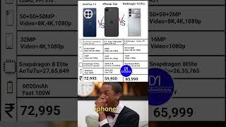 oneplus 13 Vs iPhone 16E Vs RedMagic 10 Pro Performance Compare #viral #song #trending