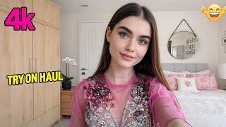 [4K] Transparent Clothes Dry vs Wet | Amazon Try on Haul with Sophia | Transparent Try On Haul