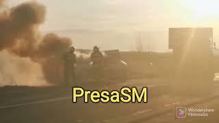 O mașină a luat foc pe DN19 in județul Satu Mare