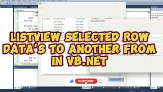 How to pass selected row data to another form using ListView in vb.net