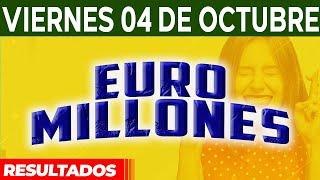 Resultado del sorteo Euromillones del Viernes 4 de Octubre del 2024. 