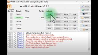 XAMPP Apache - Error: Apache shutdown unexpectedly Fix the XAMPP Error Apache Shutdown Unexpectedly