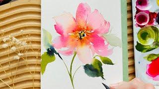 Quick Watercolor Series Ep 2: Bright Loose Pink Flower