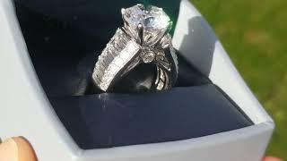 Simon G. Large Center Baguette Diamond Engagement Ring