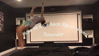 GYMNASTICS AT HOME || How to do a back flip on a bed/mattress tutorial!!!!!