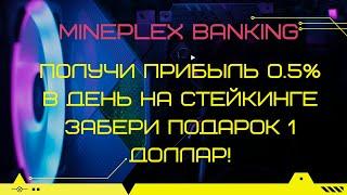 MinePlex Banking. Получи прибыль 0.5% в день на стейкинге. Забери подарок 1 доллар!