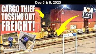 CARGO THIEF TOSSING OUT THE FREIGHT! 23 UNIT POWER MOVE, SLEEPY PASSENGER MISSES STOP