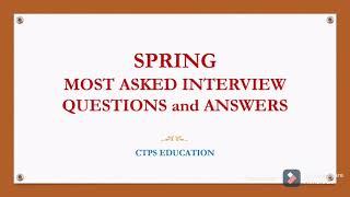 Spring interview questions and answers | Spring mvc interview questions | Spring basic concepts