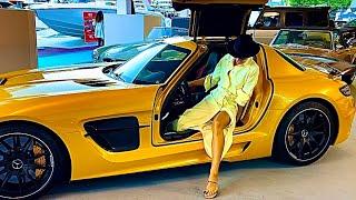 MONACO SUPERCARS & LUXURIOUS RICH LADIES AT YACHT SHOW 2024 | BILLIONAIRES | FERRARI, MERCEDES SLS