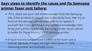 How to fix Samsung Printer Error Code U1 2320