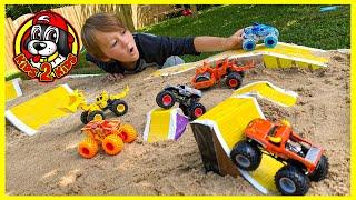 FIRE & ICE Monster Jam Toys - Outdoor Play at Home DIY MONSTER TRUCK STADIUM Arena FREESTYLE SHOW!