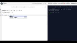 Learn Python Programming - 33 - List pattern square all list numbers (exercise)