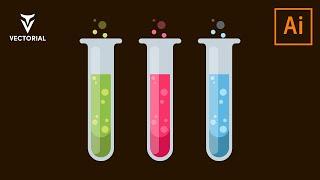 Laboratory test tubes tutorial in Adobe illustrator 2020