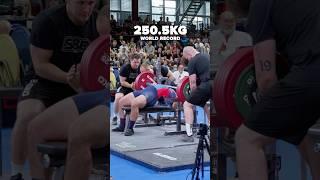 Anthony McNaughton benches a world record with 250.5kg in the 105kg class.
