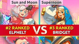 GGST ▰ Sun and Moon (#2 Ranked Elphelt) vs Supernoon (#3 Ranked Bridget). High Level Gameplay