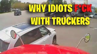 WHY IDIOTS F*CK WITH TRUCKERS | Road Rage, Brake Check, Idiot Driver Driving fails USA & Canada 2024