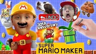 Lets Play SUPER MARIO MAKER! Derpy Mushrooms + Real Life Undo Button? w/ AMIIBO Unboxing (FGTEEV)