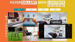 Filter Gallery With Lightbox Using HTML & CSS Only | Gallery Filtering With Lightbox | NO JQUERY