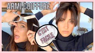 Tuto rapide, frange rideau / bardot / mèches efilées à faire soi même /seule / hair bangs