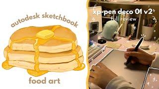 using xp-pen deco 01 v2 on autodesk sketchbook | full review, semi-realistic food art