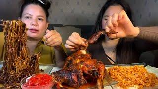 पिरो अमीलो ज्यानमारा खर्सानी सॅंग Whole chicken साथमा cheese ramen र Samyang Spicy ramen mukbang