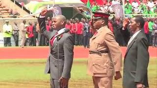 Ridiculous imitates the late president Moi at Kasarani Stadium on 12/12/2013.