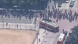 LIVE LOOK: Los Angeles protesters march through downtown streets in ICE protest