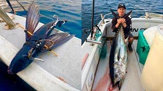 Big Bluefin Tuna Fishing with Flying Fish in California! (Catch, Clean and Cook)