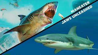 MANEATER VS JAWS UNLEASHED GAMEPLAY COMPARISON (Shark Game 2020)